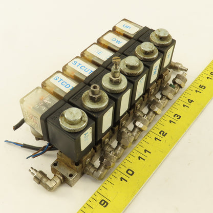 Pneumax 6 Way Solenoid Controlled Air Distributor Valve Manifold 24VDC Coil