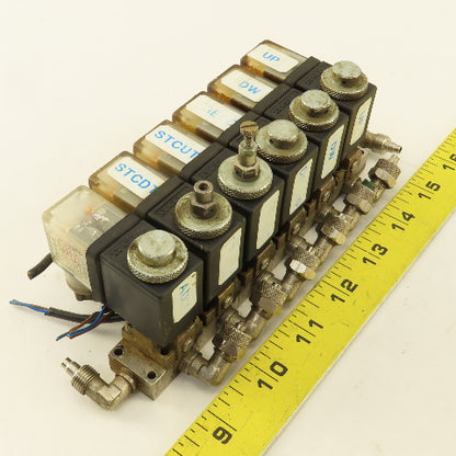 Pneumax 6 Way Solenoid Controlled Air Distributor Valve Manifold 24VDC Coil