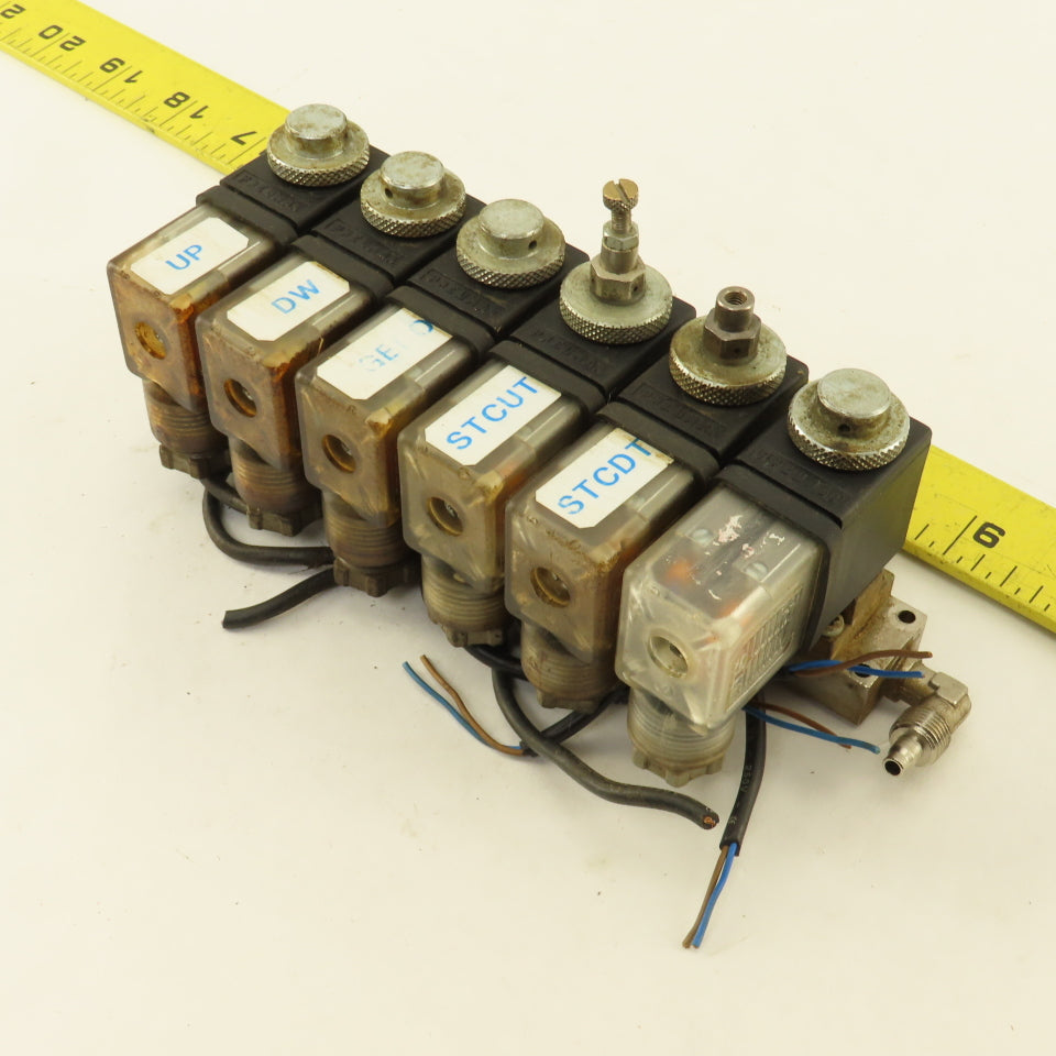 Pneumax 6 Way Solenoid Controlled Air Distributor Valve Manifold 24VDC Coil