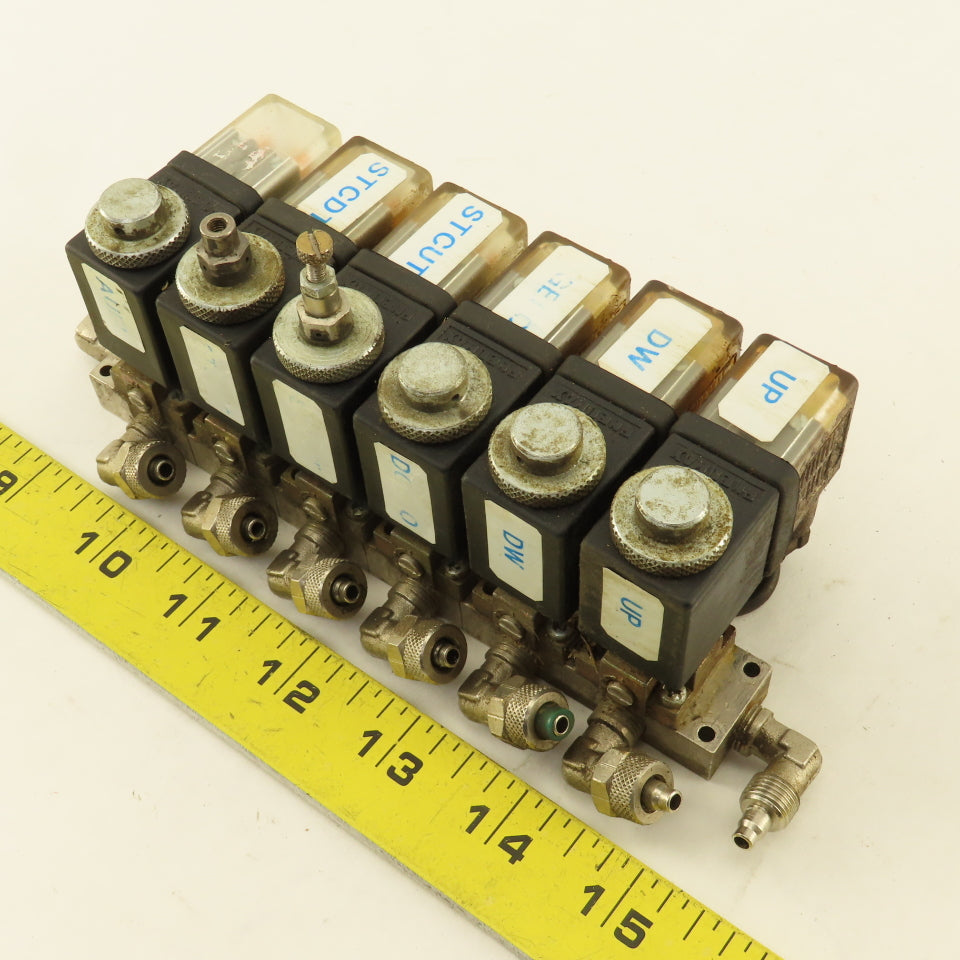Pneumax 6 Way Solenoid Controlled Air Distributor Valve Manifold 24VDC Coil