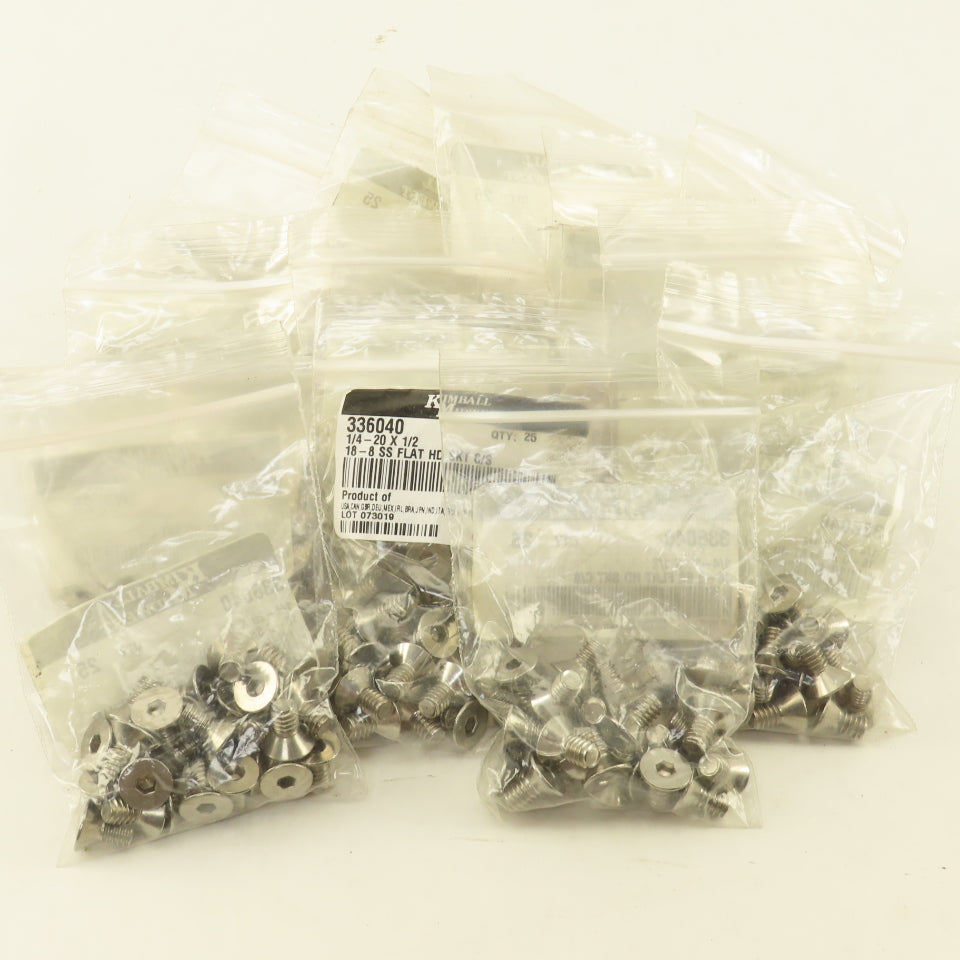 Kimball Midwest 1/4"-20 x 1/2" SS Countersunk Socket Head Cap Screw Bolt Lot/387