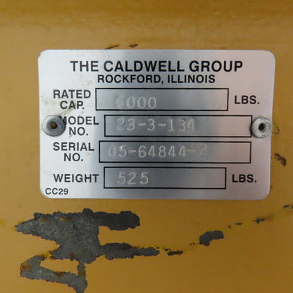 Caldwell 23-3-134 3 Ton Double-Hook Hoist Lifting Beam Attachment 131" Wide