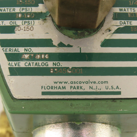 Asco 8345G001 4-WAY 1/4"NPT Solenoid Valve 120/60 110/50 VAC
