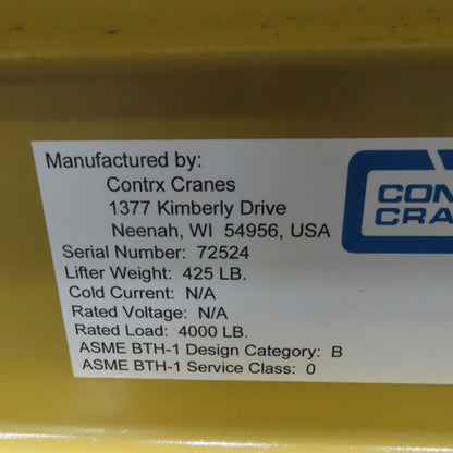 Contrx Cranes 2 Ton Lifting Beam Hoist Attachment 135" No Hooks