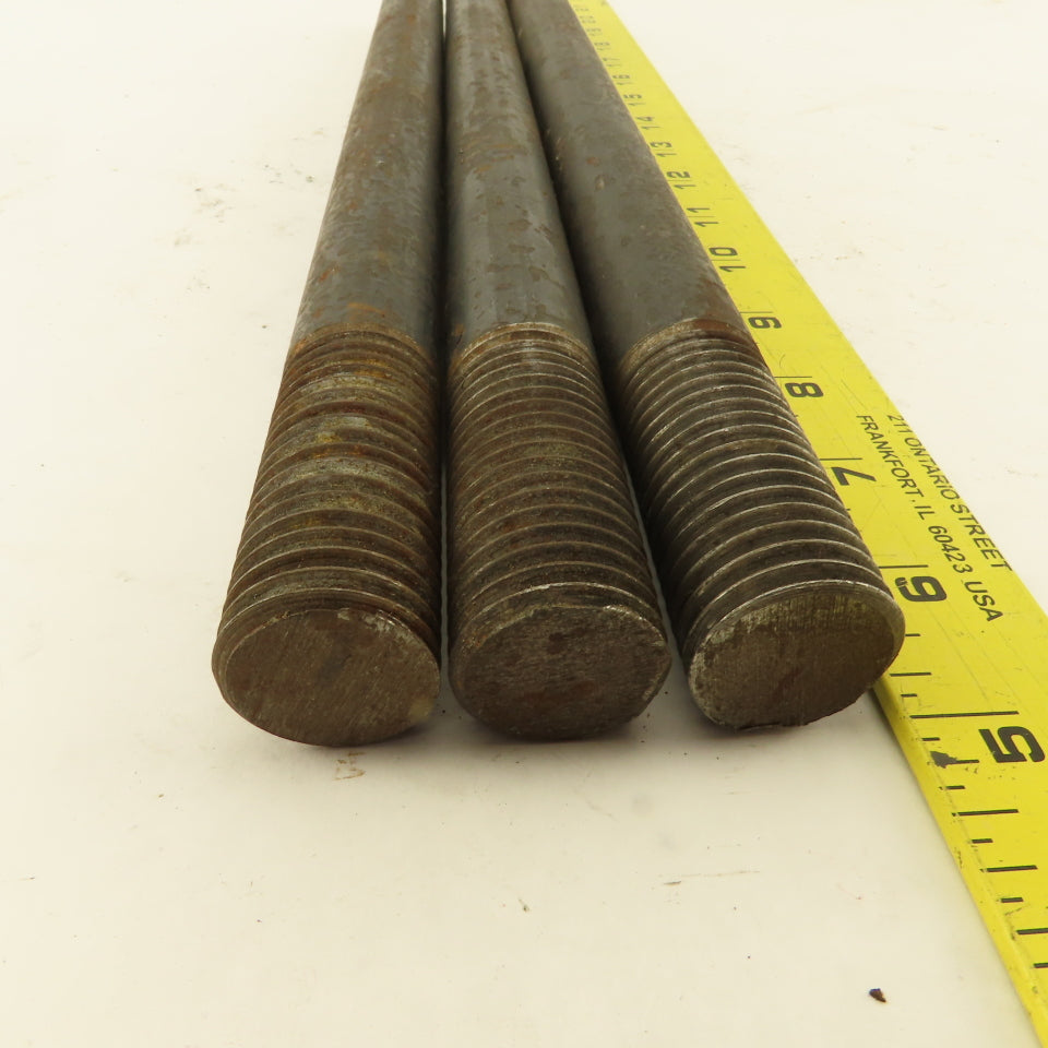 1"-8 x 14-1/2" Double Ended Threaded Stud 2-1/4" x 1-1/4" Thread Length Lot Of 3