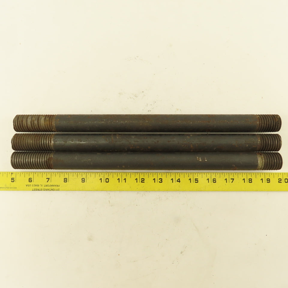 1"-8 x 14-1/2" Double Ended Threaded Stud 2-1/4" x 1-1/4" Thread Length Lot Of 3