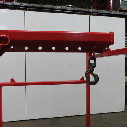 Carriage Mounted Fixed Length High Lift Jib Forklift Attachment Class II W/Rack