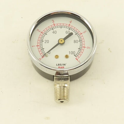 Binks 83-1355 2-1/2" Air Pressure Gauge 0-100PSI 1/4" NPT Bottom Port