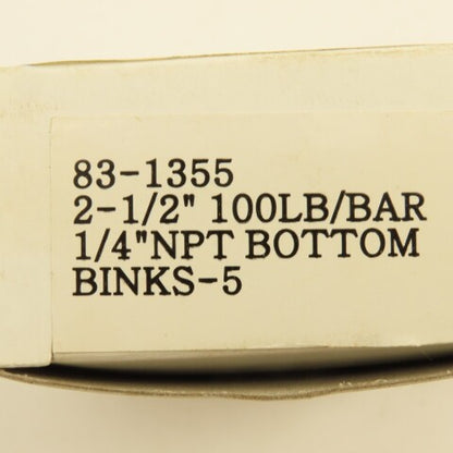 Binks 83-1355 2-1/2" Air Pressure Gauge 0-100PSI 1/4" NPT Bottom Port