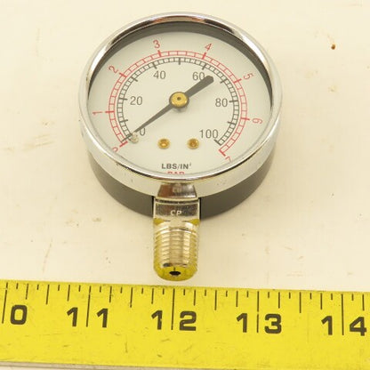 Binks 83-1355 2-1/2" Air Pressure Gauge 0-100PSI 1/4" NPT Bottom Port
