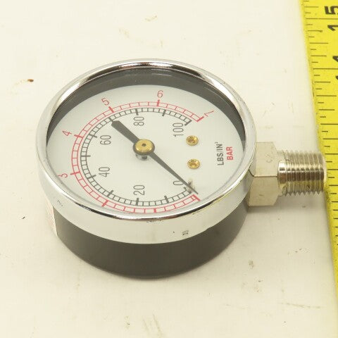 Binks 83-1355 2-1/2" Air Pressure Gauge 0-100PSI 1/4" NPT Bottom Port