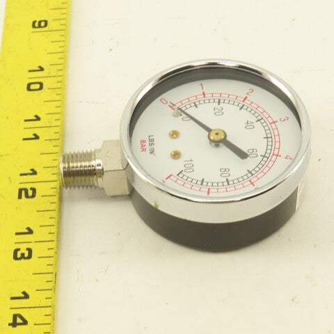 Binks 83-1355 2-1/2" Air Pressure Gauge 0-100PSI 1/4" NPT Bottom Port