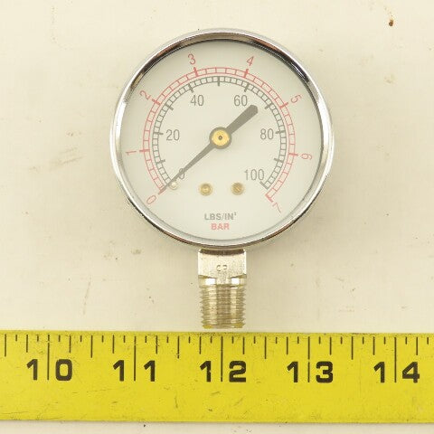 Binks 83-1355 2-1/2" Air Pressure Gauge 0-100PSI 1/4" NPT Bottom Port