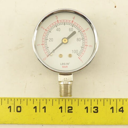 Binks 83-1355 2-1/2" Air Pressure Gauge 0-100PSI 1/4" NPT Bottom Port