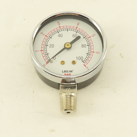 Binks 83-1355 2-1/2" Air Pressure Gauge 0-100PSI 1/4" NPT Bottom Port