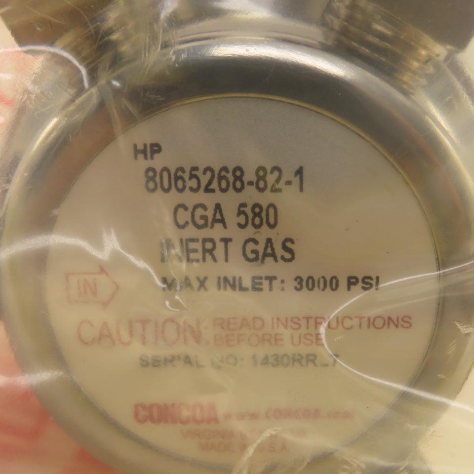 Concoa 8065268-82-1 Inert Gas Regulator 0-200 PSI CGA 580