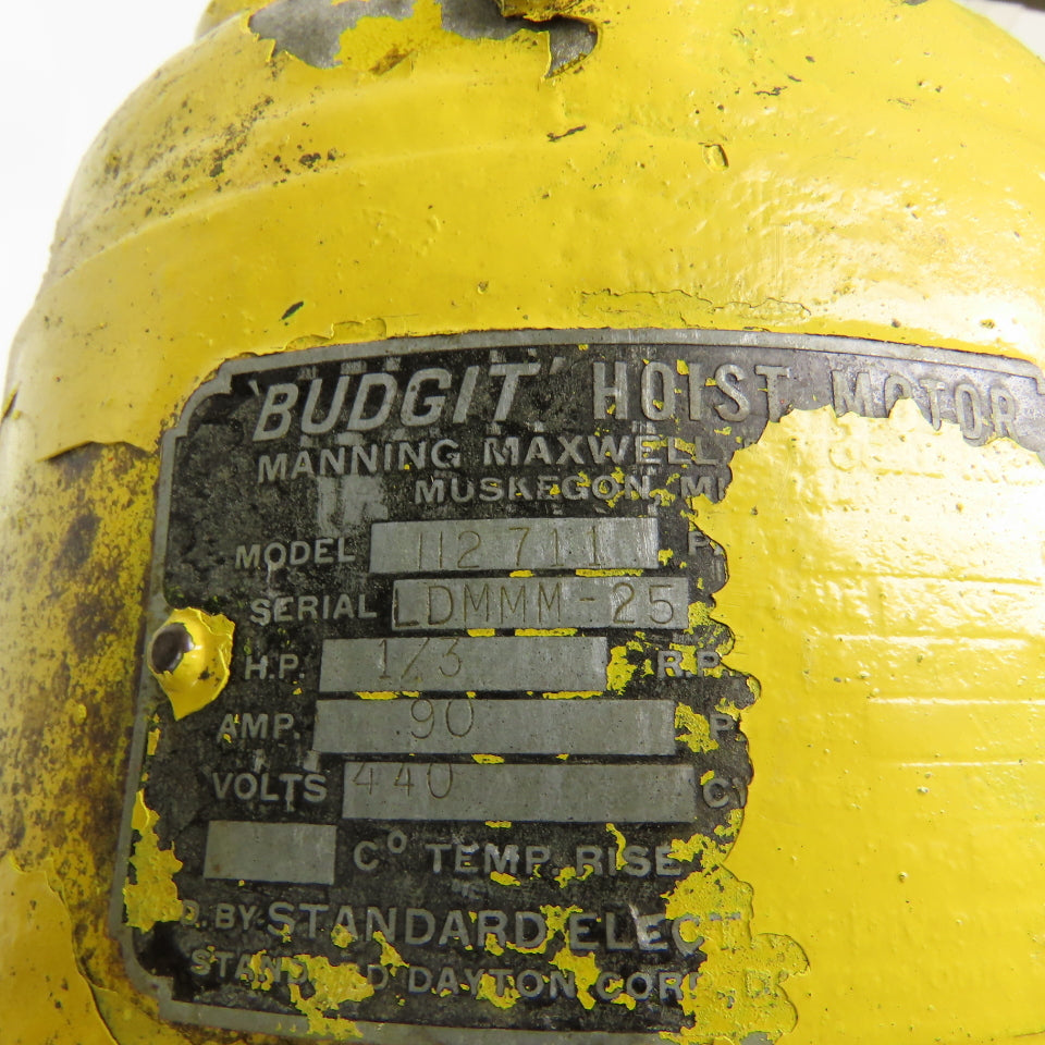 Budgit 112711 500LB 16 FPM 12' Lift Electric Roller Chain Hoist 440V 3 Phase