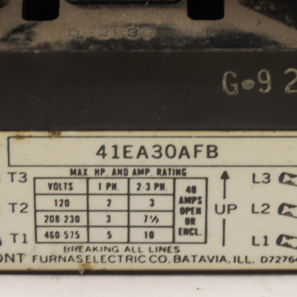 Furnas 41EA30AFB 600V 10Hp Contactor 110/120V Coil