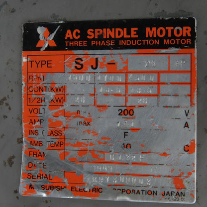 Mitsubishi SJ-26P Spindle Servo Motor 200V 4500 RPM