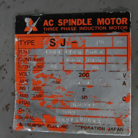 Mitsubishi SJ-26P Spindle Servo Motor 200V 4500 RPM