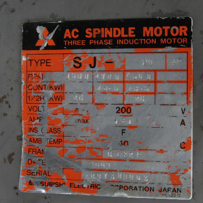 Mitsubishi SJ-26P Spindle Servo Motor 200V 4500 RPM