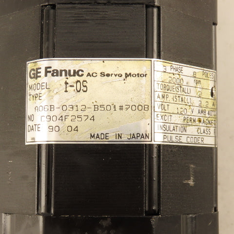 GE Fanuc A06B-0312-B501 120V 3Ph 2000RPM AC Servo Motor