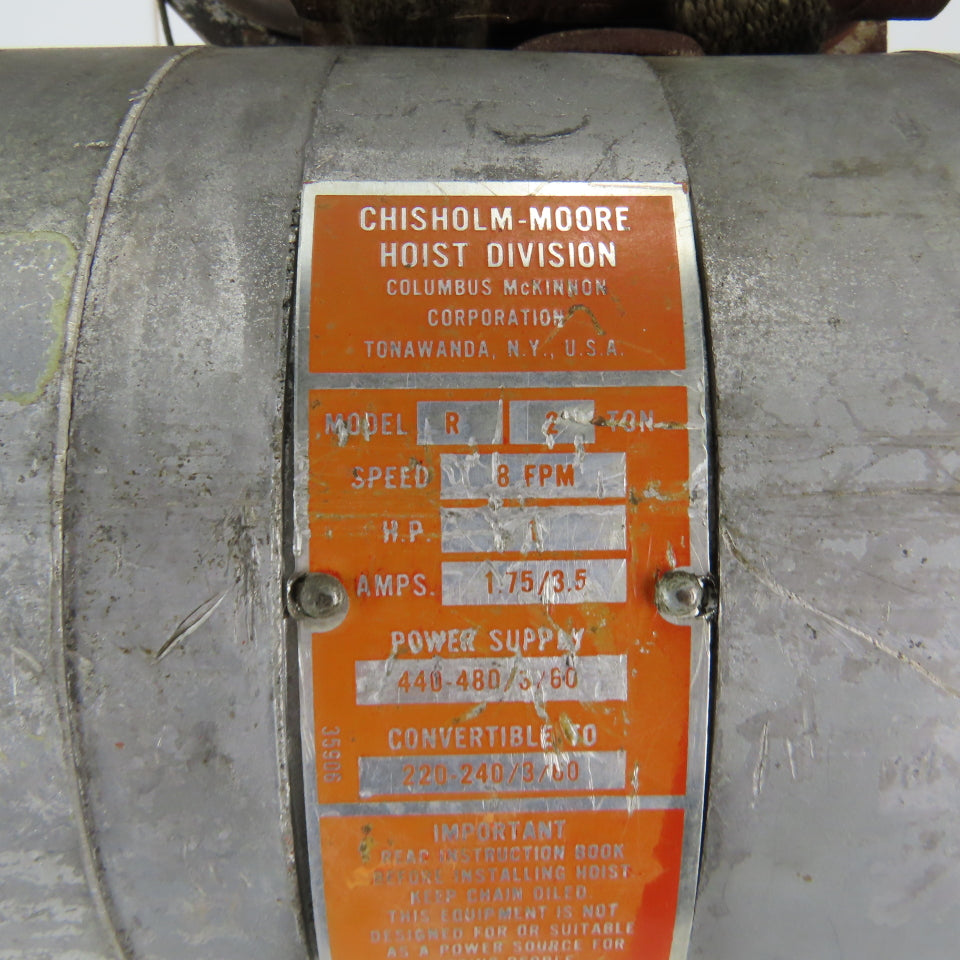 Cm Lodestar Model R Electric Chain Hoist 2 Ton 8FPM 28' Lift 208-230/460V 3Ph