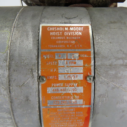 Cm Lodestar Model R Electric Chain Hoist 2 Ton 8FPM 28' Lift 208-230/460V 3Ph