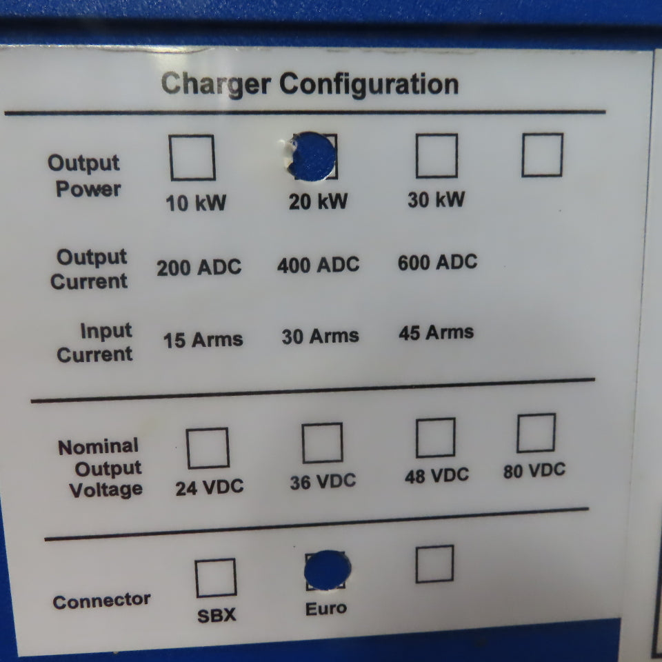 Power Charge PHFC-30KW-48V-480V 24/36/48 VDC Multi-Volt Forklift Battery Charger