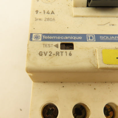 Telemecanique GV2-RT16 600V 3Ph 10Hp MAX Manual Motor Starter 9-14A Trip 3 Pole