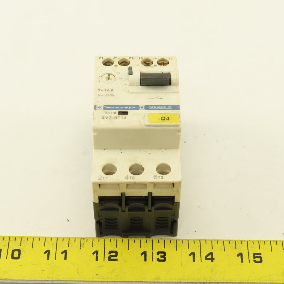 Telemecanique GV2-RT16 600V 3Ph 10Hp MAX Manual Motor Starter 9-14A Trip 3 Pole