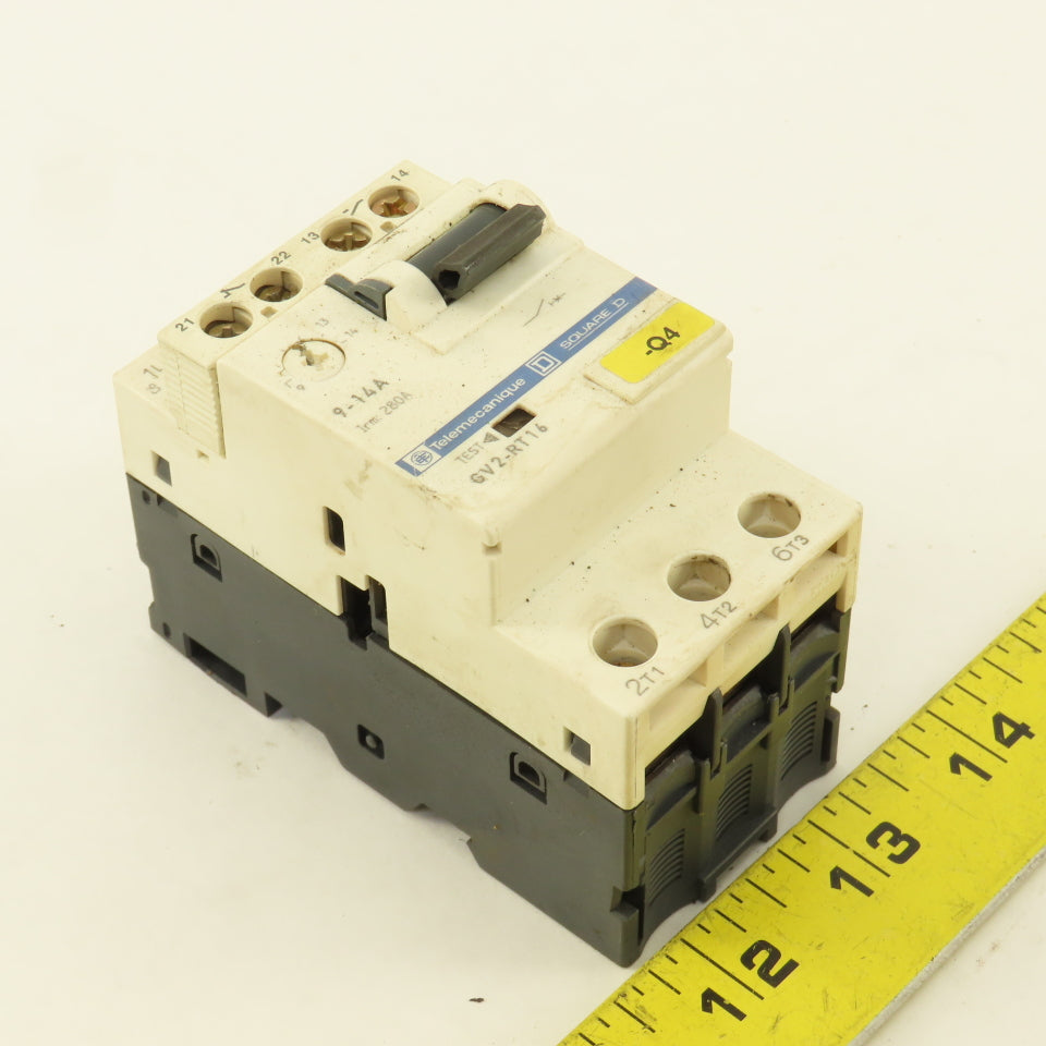 Telemecanique GV2-RT16 600V 3Ph 10Hp MAX Manual Motor Starter 9-14A Trip 3 Pole