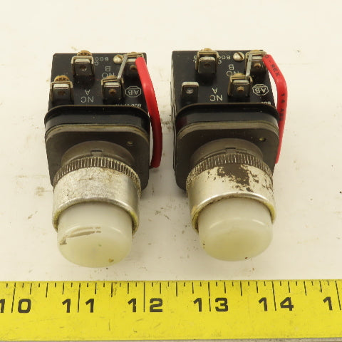 Allen Bradley 800T-PT16 600V Push Button Illuminated White Lot Of 2