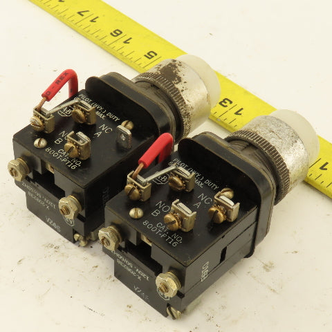 Allen Bradley 800T-PT16 600V Push Button Illuminated White Lot Of 2