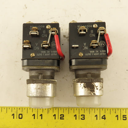 Allen Bradley 800T-PT16 600V Push Button Illuminated White Lot Of 2