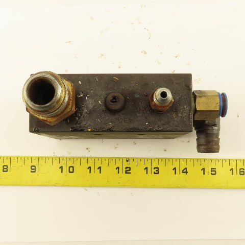 Steel Manifold Block 6 Port Right Angle Flow Pattern 1/2" 1/4" Ports