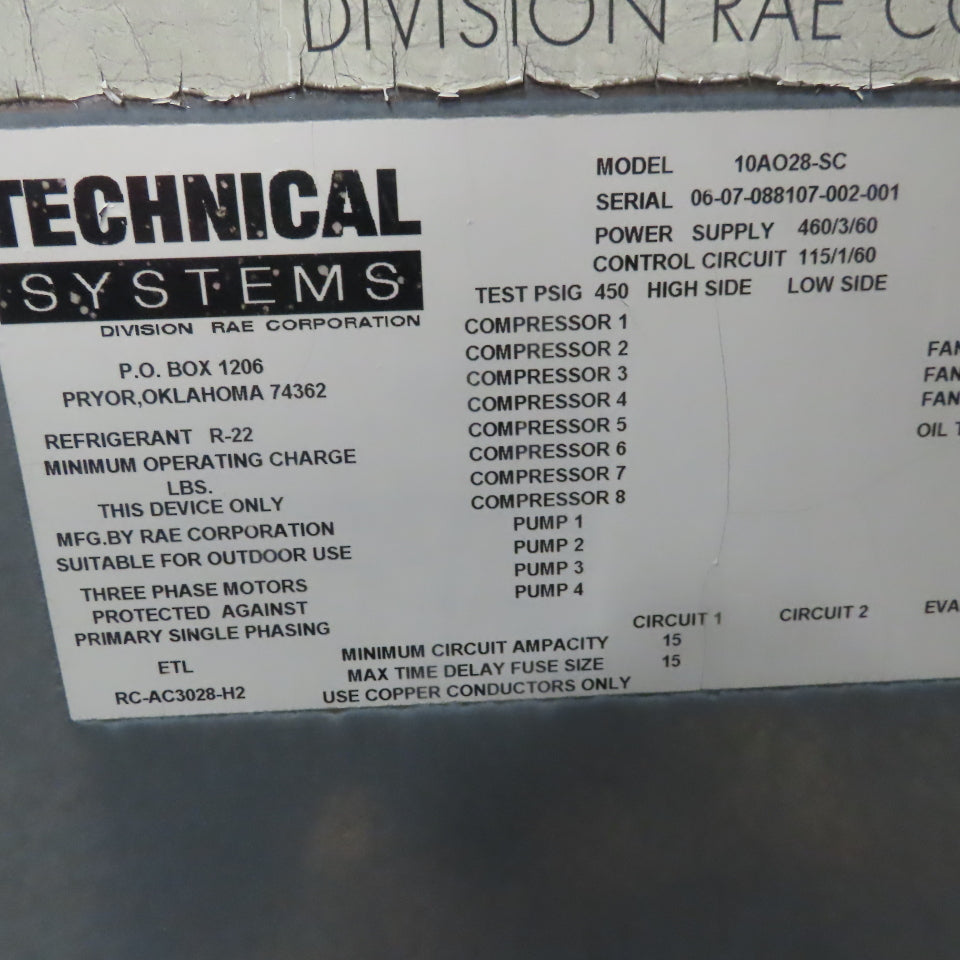 Technical Systems Three Fan Condenser Unit 1Hp 460V 3PH 60Hz
