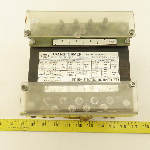 Mei-Hoh Model 8240 190-550V Pri 1.1kVa 100/30V Sec. Multitap 1Ph Transformer