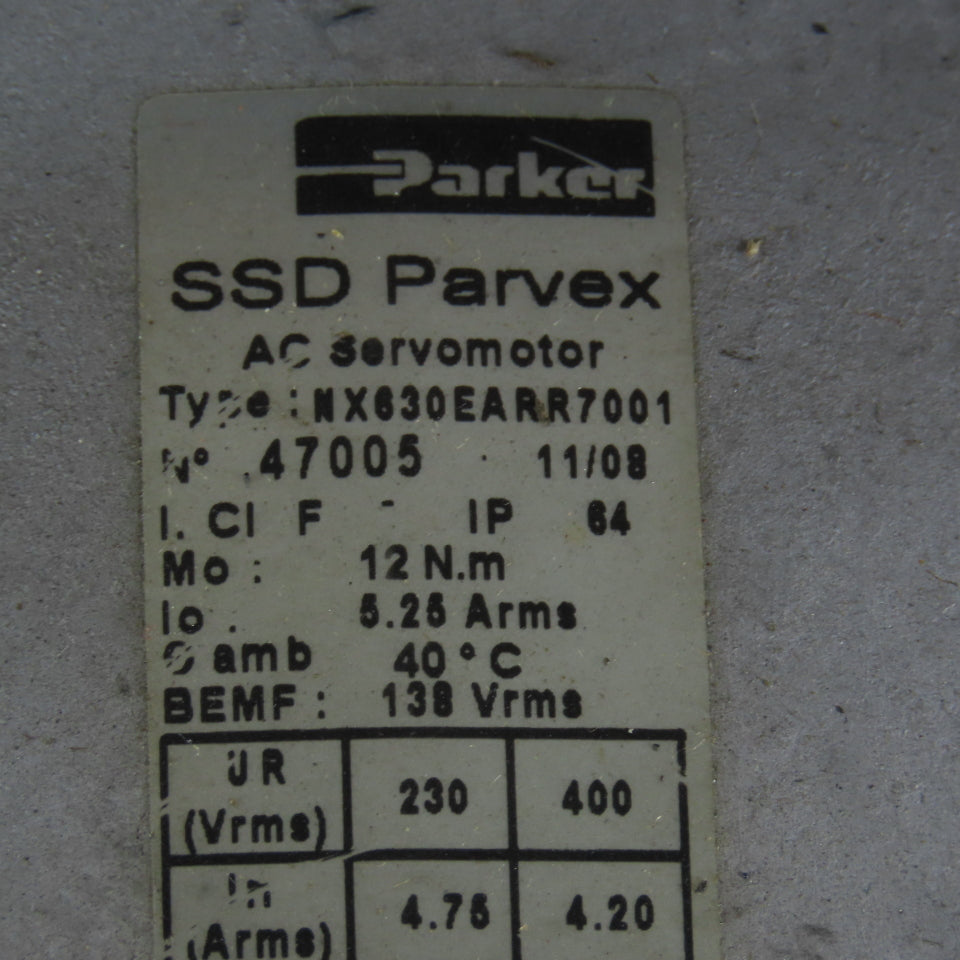 Parker NX630EARR7001 PS180-100-SH Gear Motor 100:1 Ratio 230/400VRms 14.5/27 RPM