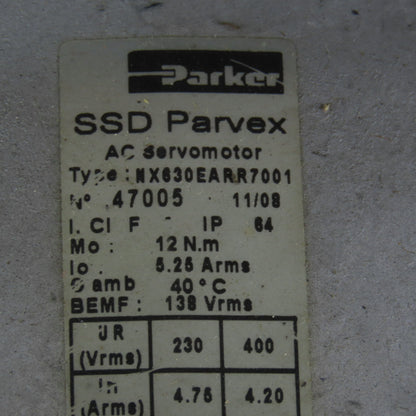 Parker NX630EARR7001 PS180-100-SH Gear Motor 100:1 Ratio 230/400VRms 14.5/27 RPM