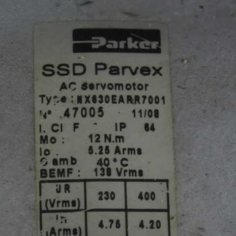 Parker NX630EARR7001 PS180-100-SH Gear Motor 100:1 Ratio 230/400VRms 14.5/27 RPM