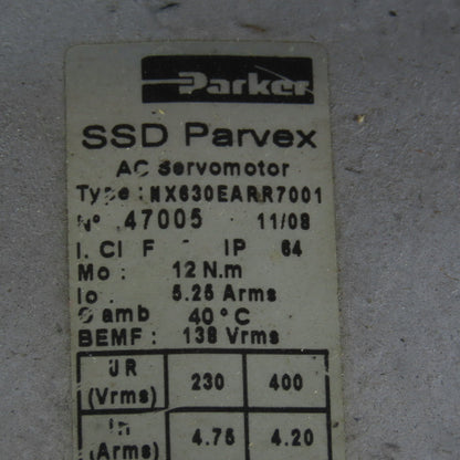 Parker NX630EARR7001 PS180-100-SH Gear Motor 100:1 Ratio 230/400VRms 14.5/27 RPM