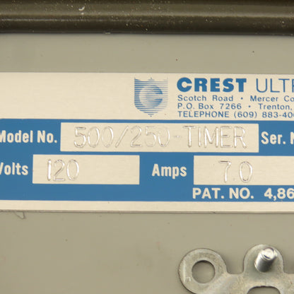 Crest Ultrasonics 500/250Timer 120V 1Ph Cleaning Tank Timer 60 Minute