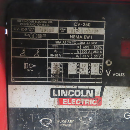 Lincoln Electric CV-250 250A 3Ph 208-230/460V Welding Power Source W/Wheels