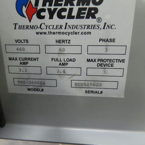 Thermo Cycler TMS-3600E4 Thermo-Mixer Fresh Air Makeup Ventilation System 460V  3Ph