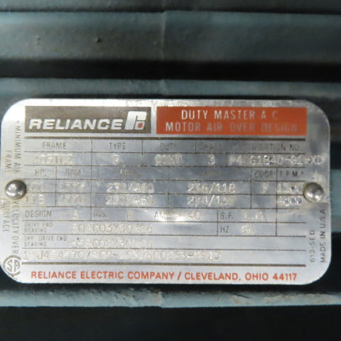 Reliance P40G184D-G1-XD 100HP Electric Motor 230/460V 3Ph 405TCZ Frame 1775 RPM