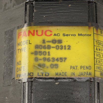 Fanuc A06B-0312-B501 AC Servo Motor 120V 2000RPM 3Ph