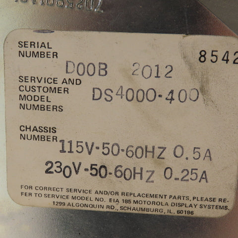Motorola DS4000-400 15" Operator Display Monitor Computer Screen 115/230V