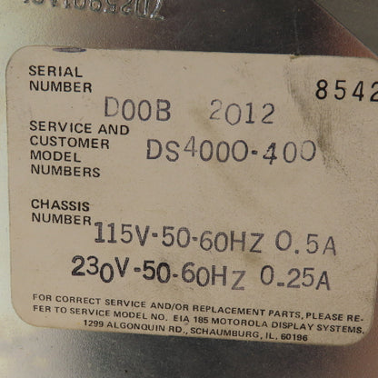 Motorola DS4000-400 15" Operator Display Monitor Computer Screen 115/230V