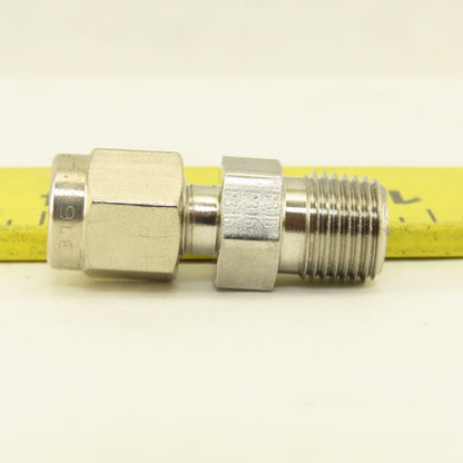 Parker LPK Series 1/8" NPT x 1/8" OD Tube Compression Stainless Steel Fitting